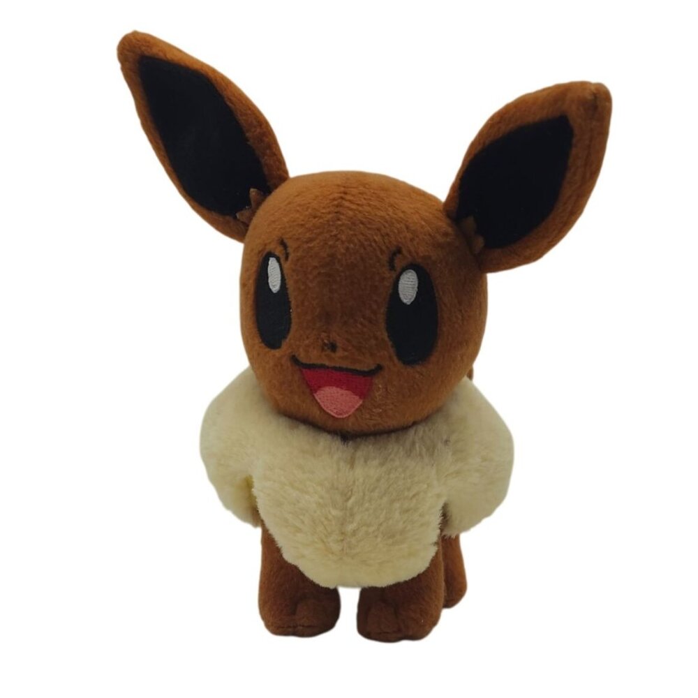 Pokemon by TOMY Eevee Plush Toy 6" Soft Brown Cream Collectible For Kids Or Fans